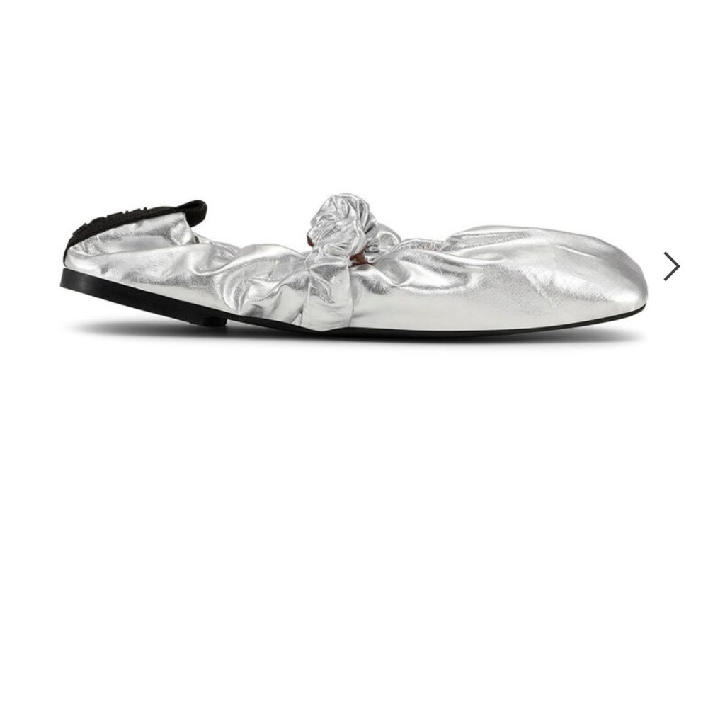 Ganni silver scrunchie flats